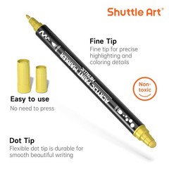 28 Metallic Colors Dual Tip Acrylic Paint Markers, Dot Tip and Fine Tip Acryl…