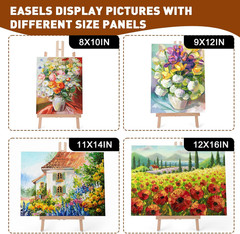 3 Pack 15 Inch Wood Easels, Easel Stand for Painting Canvases, Art, and Craft…