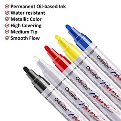7Pc Waterproof Permanent White Paint Marker Pen For Car Tire Tread Rubber Metal