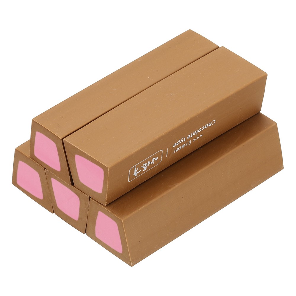 Pencil Erasers Rubber, 5 Pcs Art Eraser Scented, Dark Brown/Dark Pink