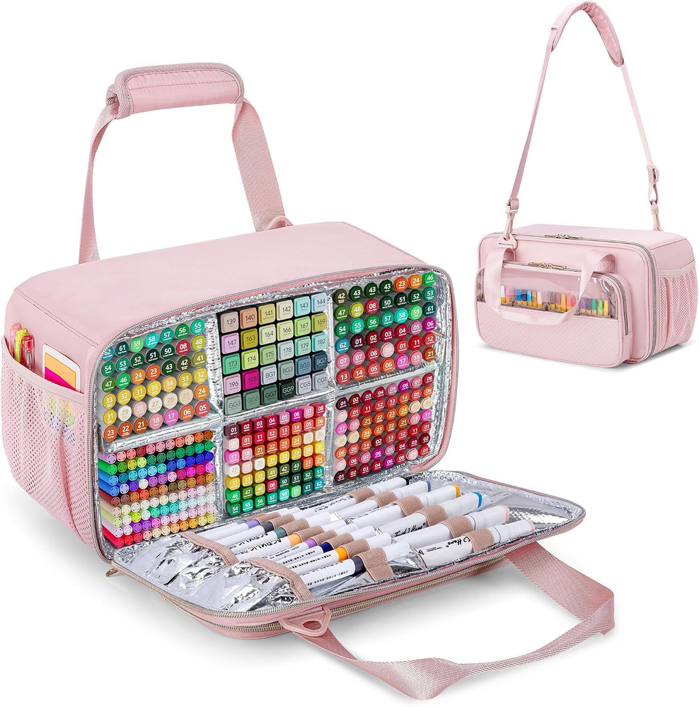 Marker Organizer Case for 216 Markers, Large Marker Storage Bag | Marker Bag wit