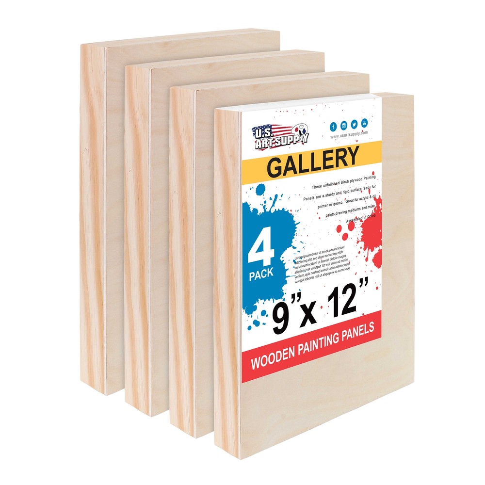 9″ x 12″ Gallery 1-1/2″ Profile Depth Artist Wood Pouring Panel Boards Pack of 4