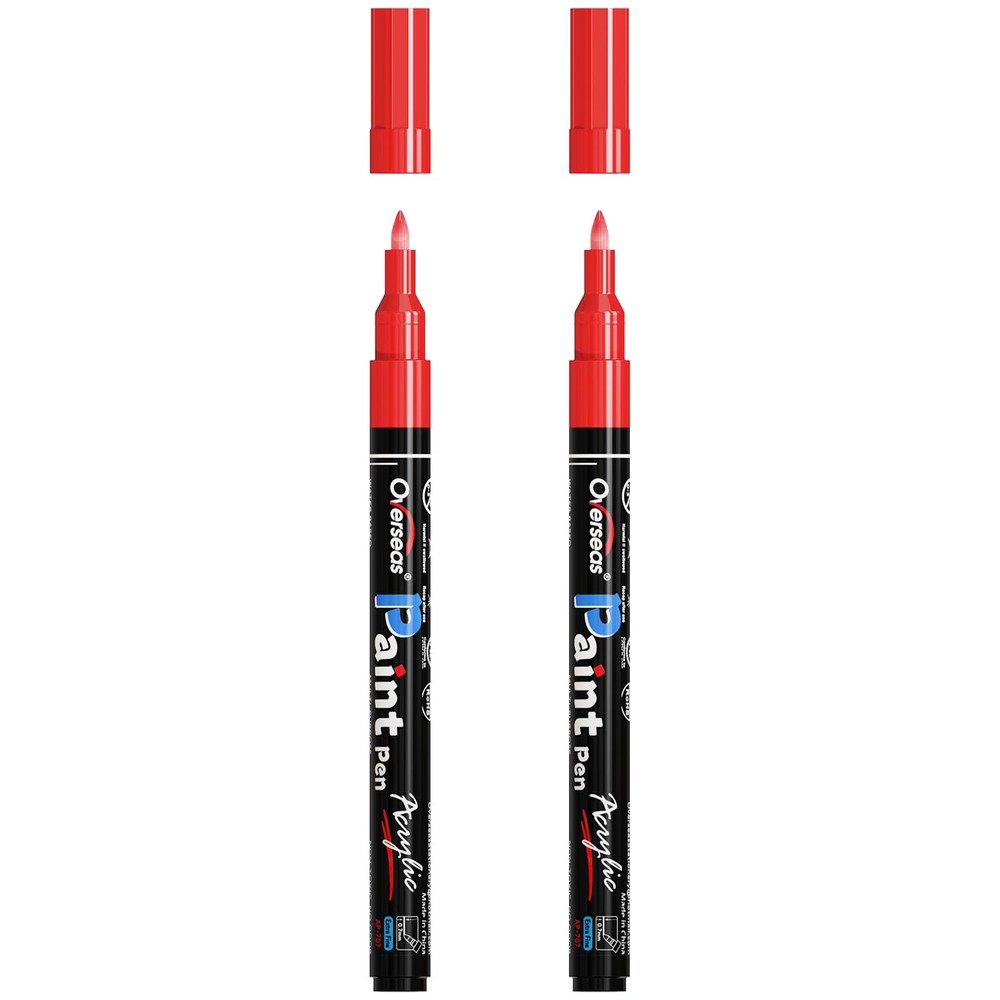 Overseas Red Acrylic Paint Pens 2 Pack, 0.7mm Extra Fine Tip Permanent Marker…
