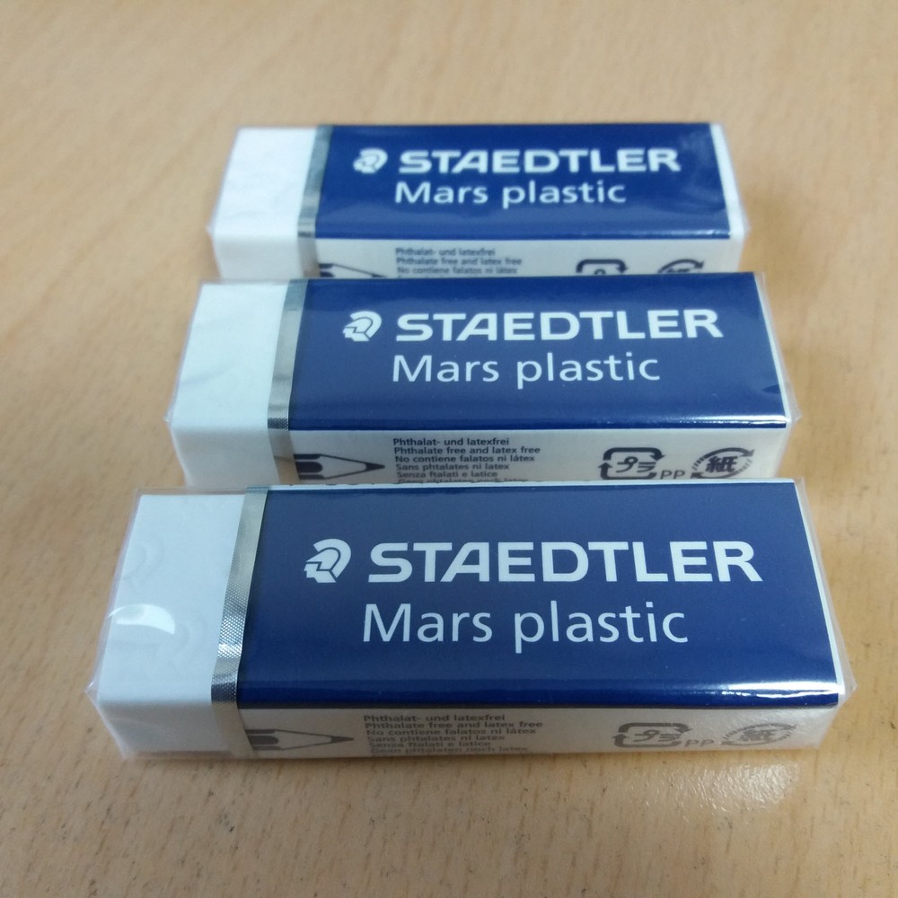 STAEDTLER Mars plastic 526 50 Eraser 3Pcs premium quality White Latex Free