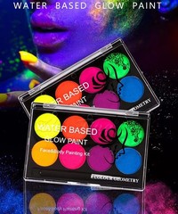 UV Face Paint Kit, Glow In The Dark Paint, Neon Fluorescent [Multiple Colors]