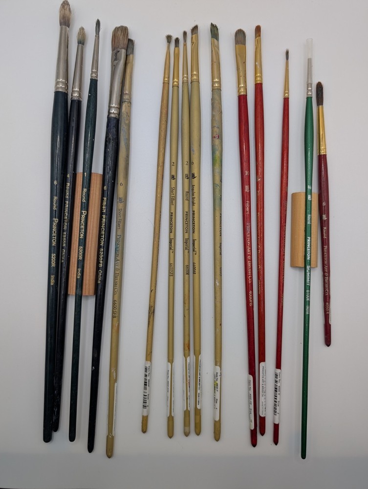 Lot 15 Princeton Art Brushes Series 5200, Imperial 6600, 4000. Rounds & Flats