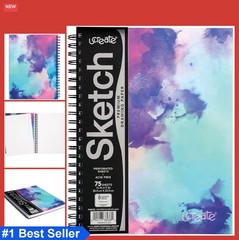 Sketch Book 9×12 72lb 70 Sheet Spiral Bound Perforated Pages Watercolor Design