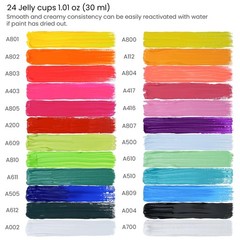 Gouache Paint, Set of 24 Jelly Paints, 1 fl oz (30 mL) Tubs, Opaque Gouache S…