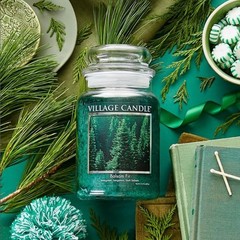 Village Candle Balsam Fir Large Apothecary Jar, Scented 21.25 oz, Green