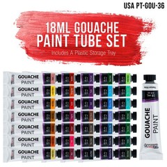 U.S. Art Supply 36 Color Set Gouche Paint in Large 18ml Tubes Color Mixing Wheel