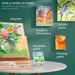 Pack of 4 White Blank Square Artist Canvas Wooden Board Frame Cotton Artist Canv