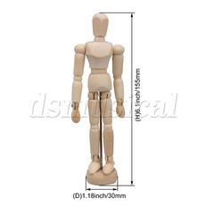2 Pcs Artists Wood Manikin Flexible Body Joints Human Figure Model 5.5″