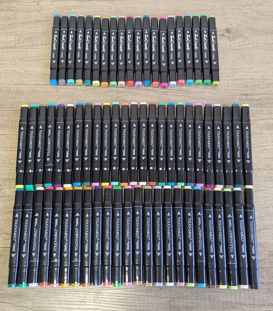 Variety Of 69 Touch Pens Dual Tip (Broad & Fine) Art Marker Colouring Pens