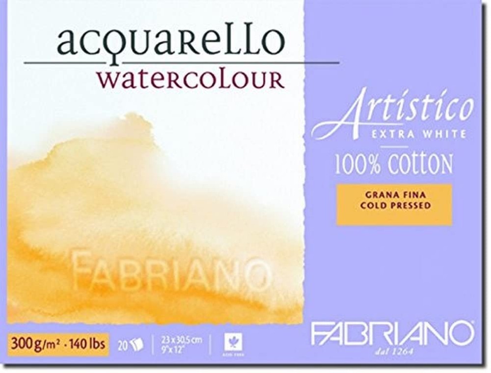 Artistico 140 lb Cold Press 20 Sheet Block Extra White Paper 9×12 Inch