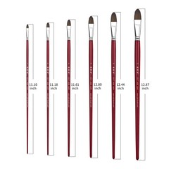 XDT#6106 Filbert Artist Paint Brush 6 Piece Set Medium Soft Red Sable Weasel Mix