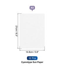 Cyanotype Paper, 32 Sheet Sun Print Paper Kit White Crafts Paper 8.3×5.8″