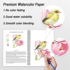 Watercolor Workbooks for Adults Beginners & Teens, 16 with palette, Bird
