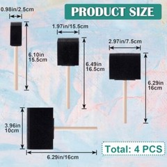 4pcs 4 Sizes Foam Paint Brushes, Sponge Paintbrushes with Wooden Handle, 1″ 2″