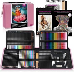 HIFORNY 136-Piece Pro Art Set: Graphite, Charcoal, Watercolor Pencils