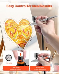 VEVOR Airbrush Kit Air Brush Kit 1/6 HP Air Compressor 1 Airbrush 3 Tips Paint