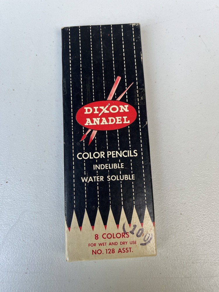 Vintage Dixon Anadel Water Soluble Colored Pencils No 128 Asst. 7 Colors