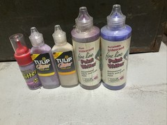 5 Tulip Slick Fine Line Paint Writers & Glitter (Plum & Periwinkle)