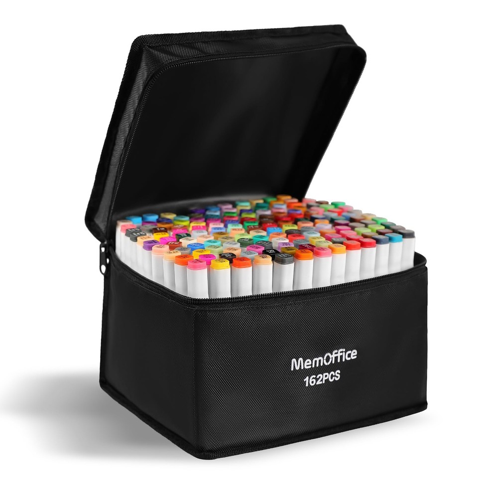 Marking ink 162 Colors Dual Tip Artist Alcohol Markers Set with Carrying Case…