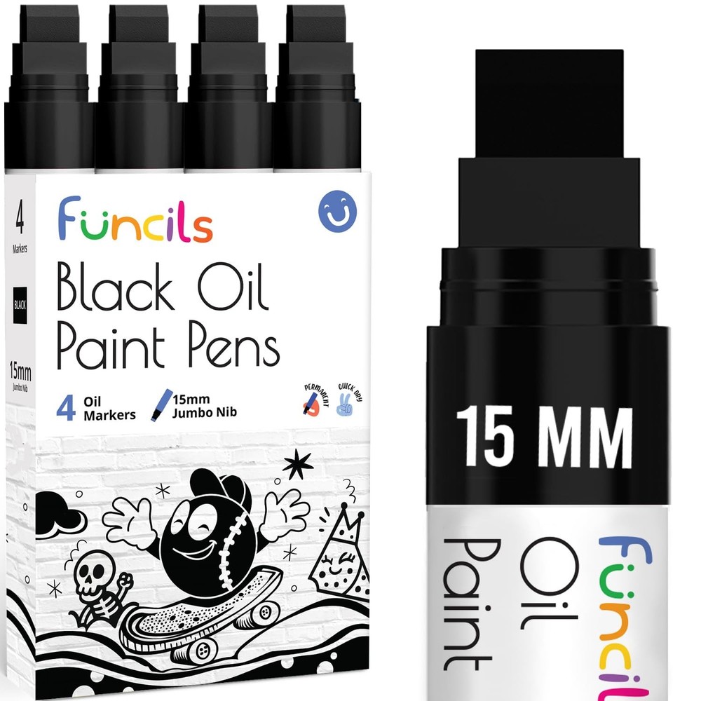 15mm Jumbo Oil Black Paint Pens – Oil Based Paint Markers for Metal, Fabric, …