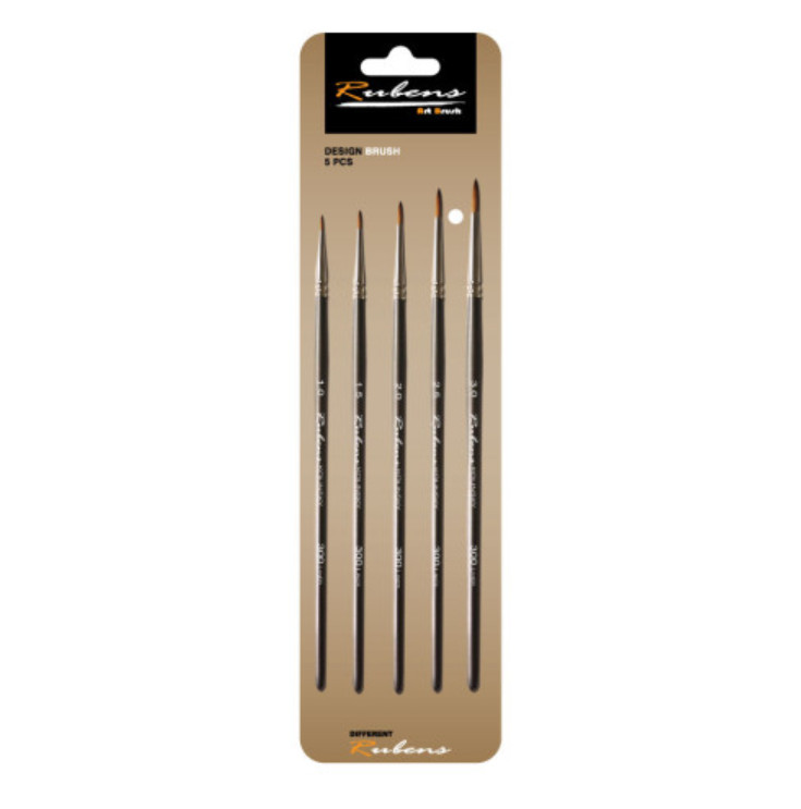 Rubens Artist Kolinsky Design Liner Painting Paint Brushes 300 1set (5ea Brush)