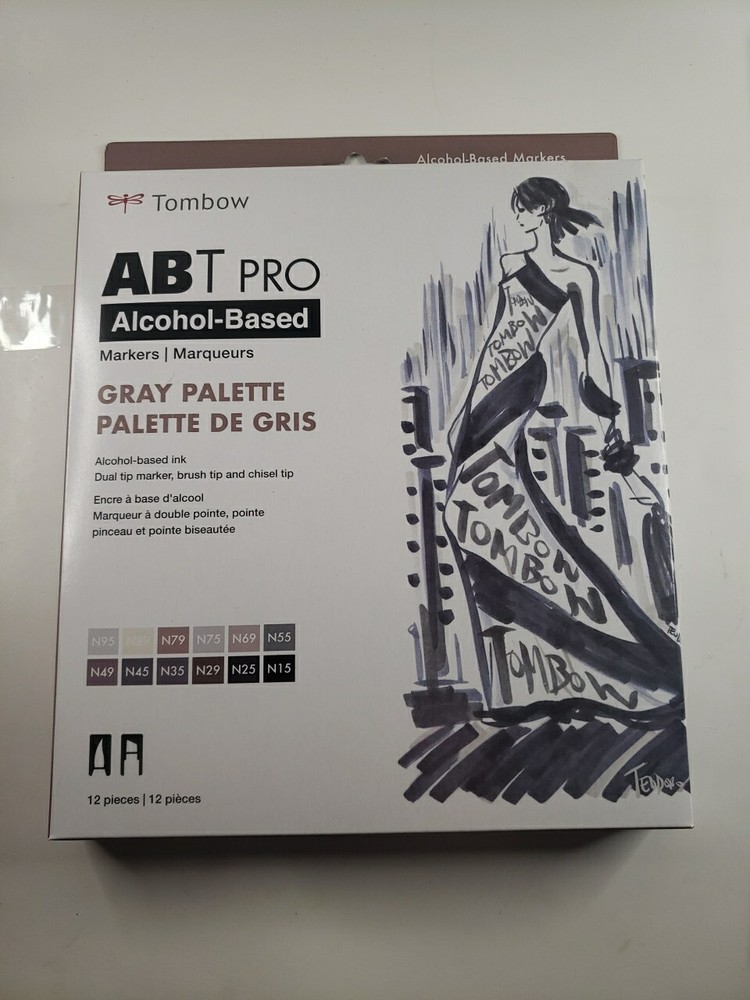 Tombow ABT PRO Alcohol-Based Art Markers, 12 Pack Gray Palette