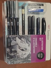 TOMBOW ILLUSTRATION SET – PEN AND INK – 9 PIECES–NEW–