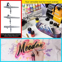 1/5 HP Quiet Air Compressor with 3 Dual-Action Air brush Guns