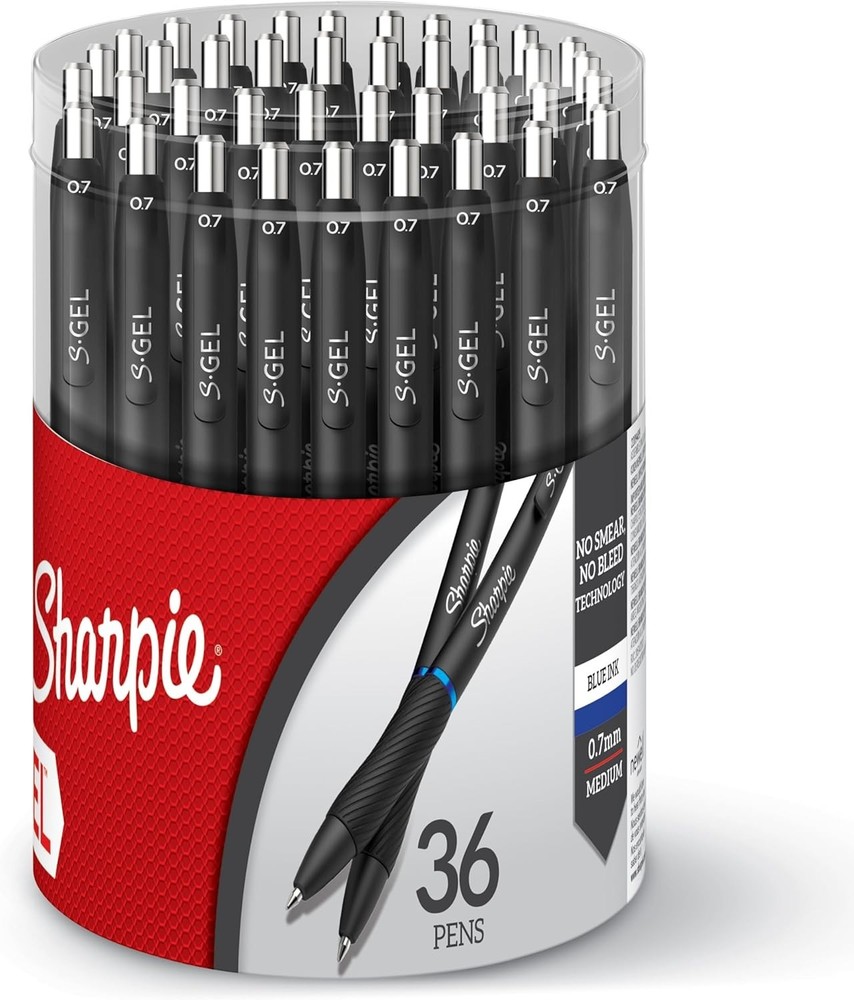 36 Count S-Gel Medium Point Gel Pens in Blue Ink – Smooth & Comfortable Writing