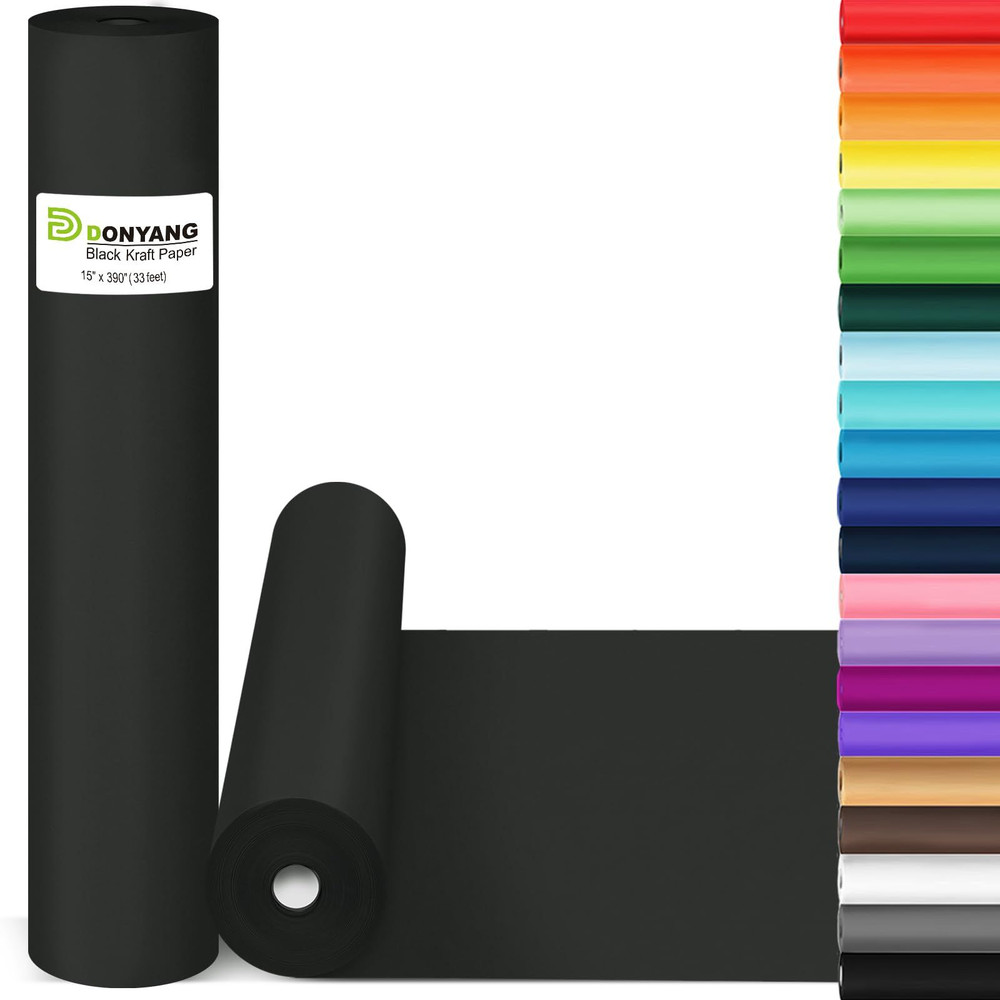 Black Wrapping Paper 15″x390″, Kraft 15 x 390 Inch,