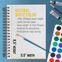 5.5″ x 8.5″ Watercolor Painting Paper Pads, 3 Pads, 30 Sheets Each, 140lb 300gsm