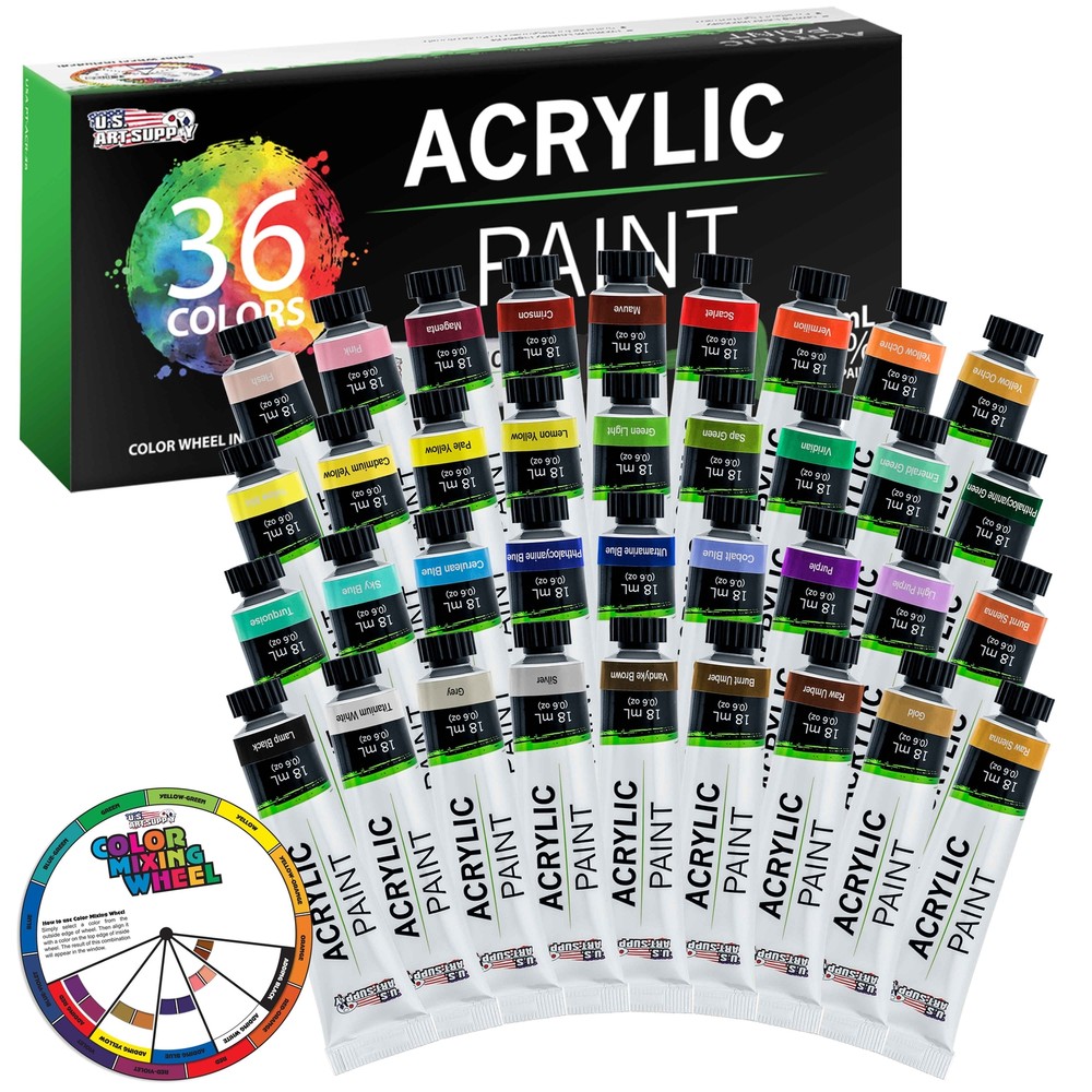 Professional 36 Color Art Acrylic Paint Set, 18ml Tubes, Artist Student Painting
