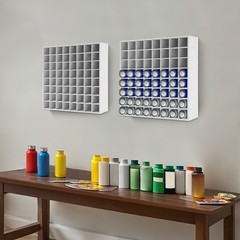 2PCS 64-Grid Paint Bottle Organizer, Wall-Mount Paint Holder, Paint Storage Rack