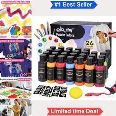 Fabric Paint Set 26 Colors 1oz Bottles Non Toxic Washable For Clothes Tote
