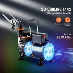 VEVOR Airbrush Kit Dual Fan Air Compressor Airbrushing System Kit 3 Airbrushes
