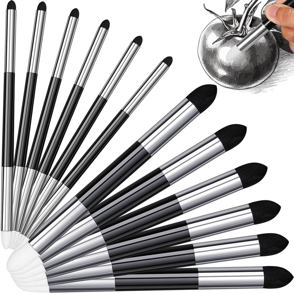 12 Pcs Double-Head Artist Blending Sponge Pen Detail Blending Stump Sketch Brush