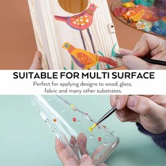 HUAL Fabric Paint Set for Clothes, 12 Colors Textile Paint with 6 Brushes & P…