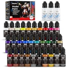 30 Colors Acrylic Model Paint Set – 20ml Ready to Use, Brush & Airbrush Compatib