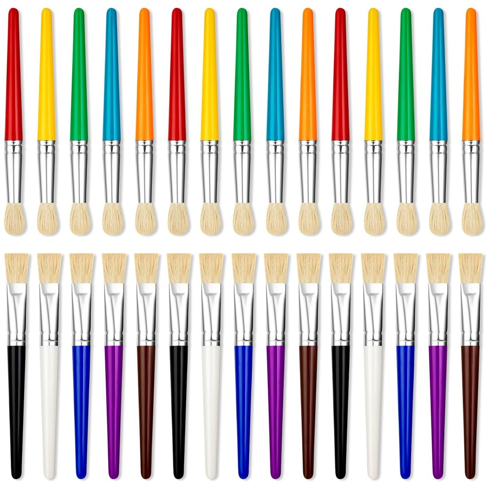30 Pcs Paint Brushes for Kids – Colorful Kids Paint Brushes Big Chubby Toddle…