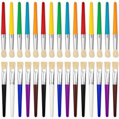 30 Pcs Paint Brushes for Kids – Colorful Kids Paint Brushes Big Chubby Toddle…