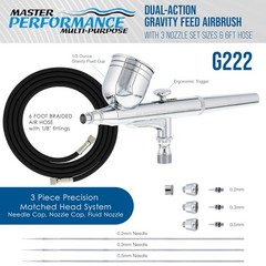 G222 Multi-Purpose Dual-Action Gravity Feed Airbrush Gun Set for Model Painti…