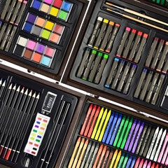 Juego De Arte De Lujo De 145 Piezas, Caja De Arte De Madera Y Kit De Dibujo …