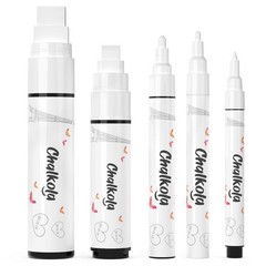 White Chalkboard Markers Set 5 Piece Chalkola for Blackboard Window Car Signs