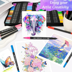 Markers for Adult Coloring Books, 72 Colors Art Markers Set Dual Tip Brush Pen,
