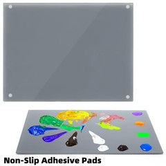 2 Pack Neutral Grey Tempered Glass Palettes, 12″ X 16″ Large Paint Palette, Scra