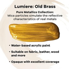 Jacquard Lumiere 2.25oz Fabric Paint Old Brass – Metallic Paint for Fabric, L…